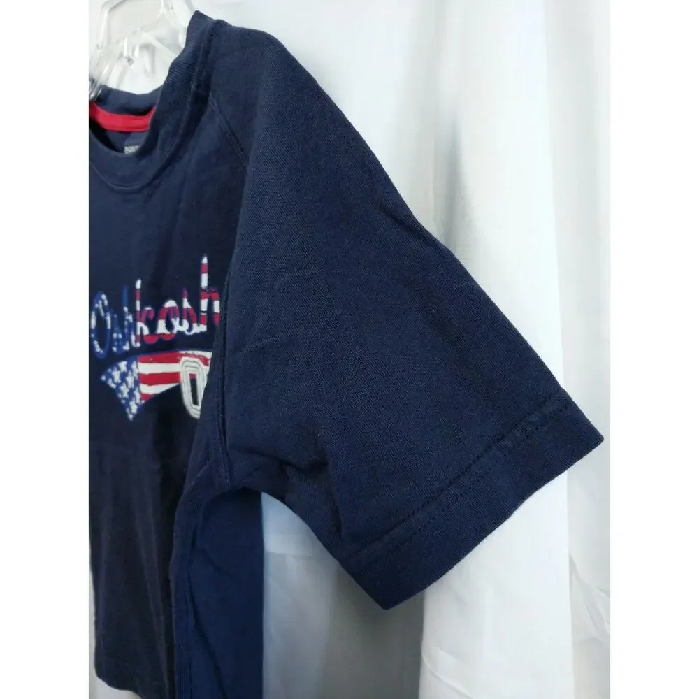 Oshkosh Boys Size 5 T-Shirt Navy Patriotic Holiday July 4th Short Sleeve 05